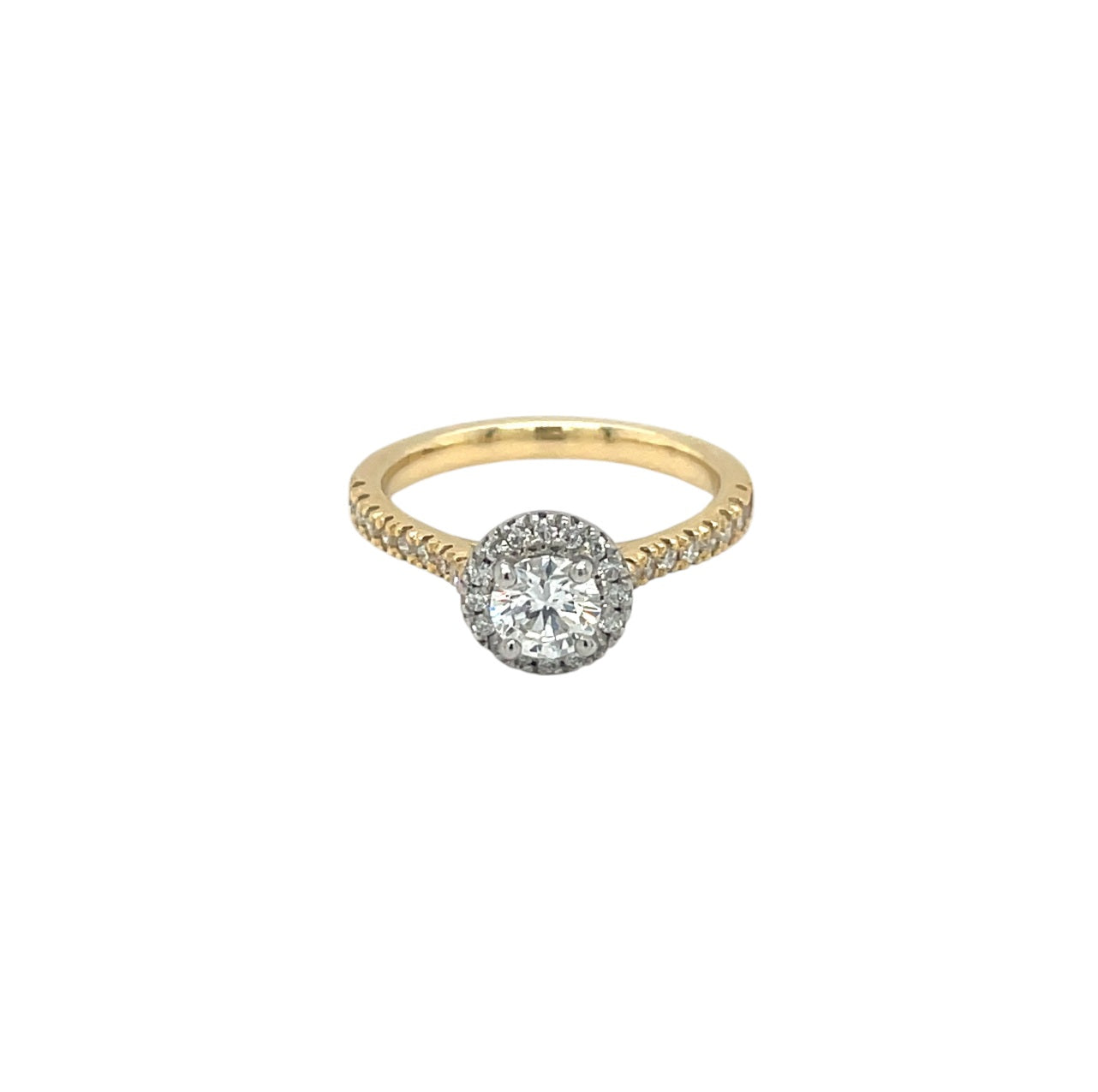 18ct Yellow Gold & Platinum Diamond Halo Ring (L)