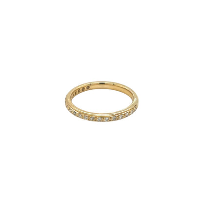 18ct Yellow Gold Thread & Grain Half-Set Diamond Eternity Ring (M)