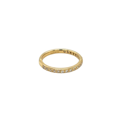 18ct Yellow Gold Thread & Grain Half-Set Diamond Eternity Ring (M)