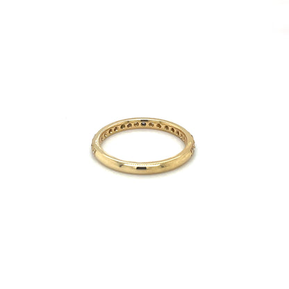 18ct Yellow Gold Thread & Grain-Set Diamond Eternity Ring