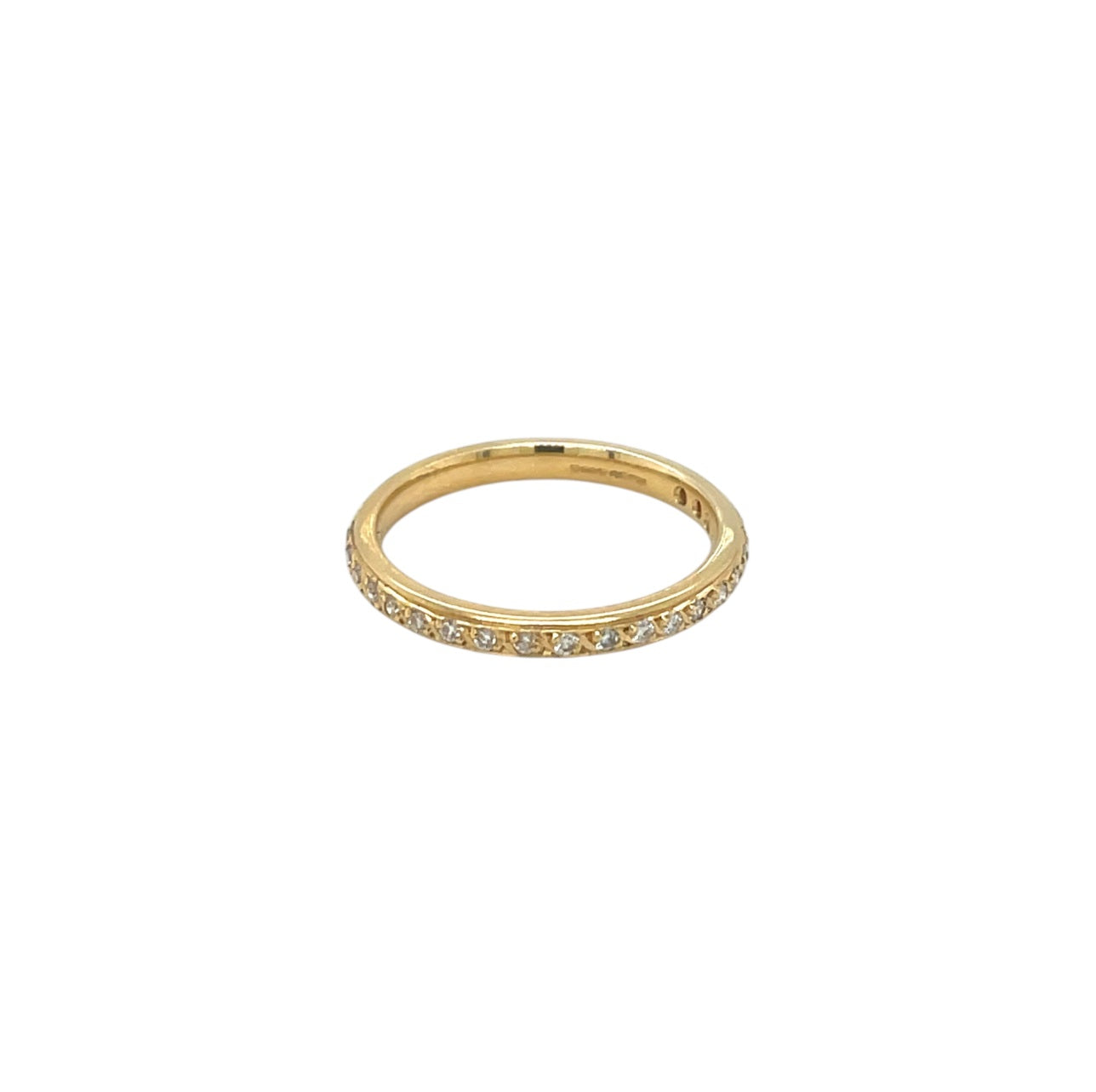 18ct Yellow Gold Thread & Grain Half-Set Diamond Eternity Ring (M)