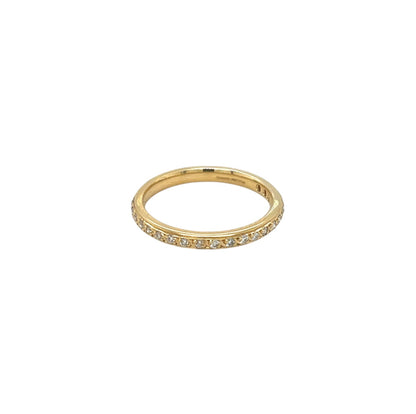 18ct Yellow Gold Thread & Grain Half-Set Diamond Eternity Ring (M)