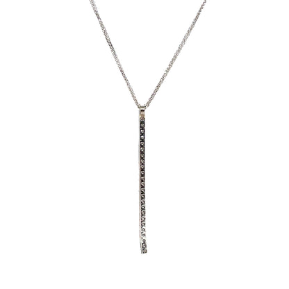 18ct White Gold Diamond Line Pendant & Chain