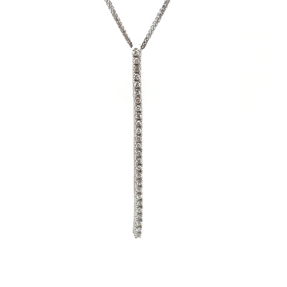 18ct White Gold Diamond Line Pendant & Chain