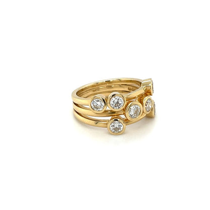 18ct Yellow Gold Wide Diamond Bubble Ring