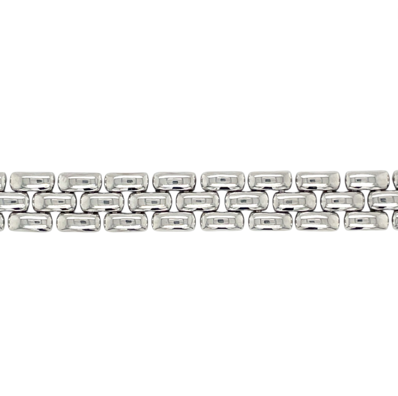 9ct White Gold Three-Row Panther Bracelet (7.5")