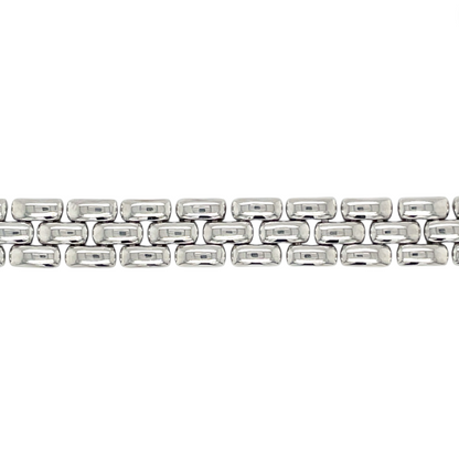 9ct White Gold Three-Row Panther Bracelet (7.5")