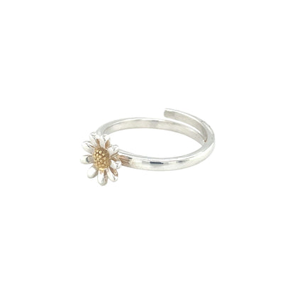 Silver Daisy Adjustable Ring (P)