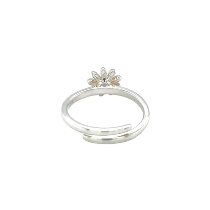 Silver Daisy Adjustable Ring (P)