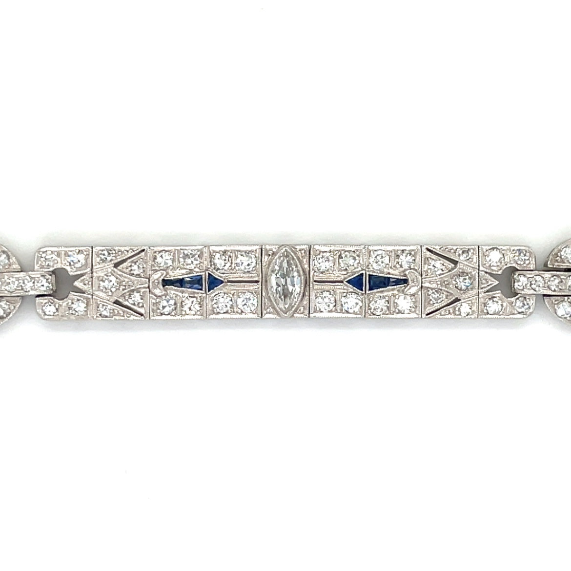 Platinum Art Deco Diamond & Sapphire Bracelet