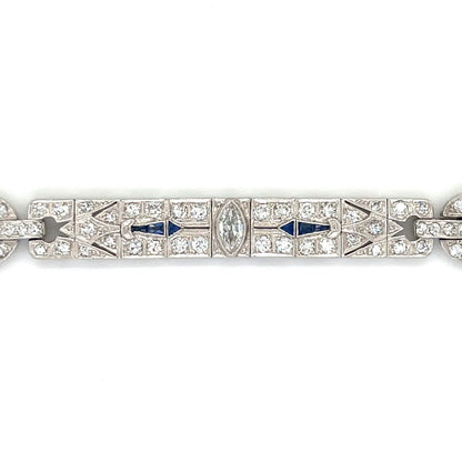 Platinum Art Deco Diamond & Sapphire Bracelet