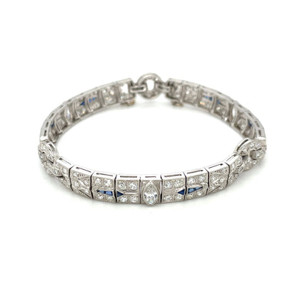 Platinum Art Deco Diamond & Sapphire Bracelet