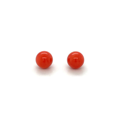 18ct Yellow Gold Coral Bead Stud Earrings
