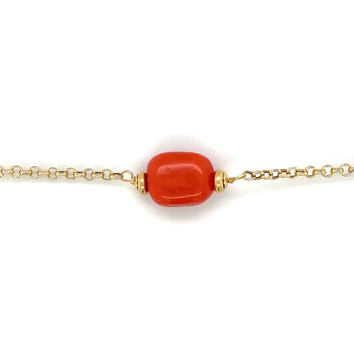 18ct Yellow Gold Berry Coral Station Necklace