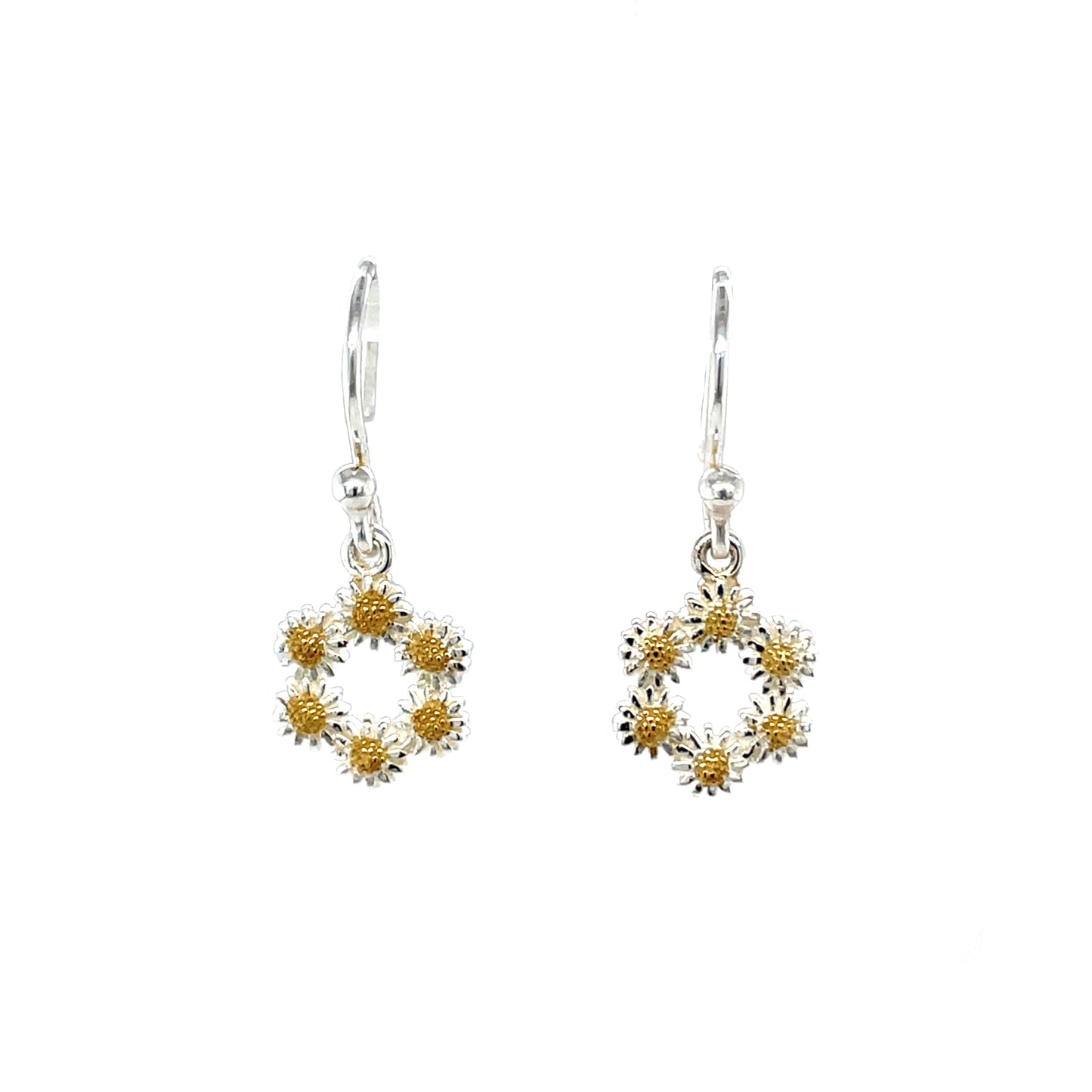 Silver Daisy Drop Earrings