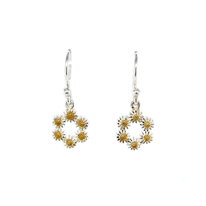 Silver Daisy Drop Earrings