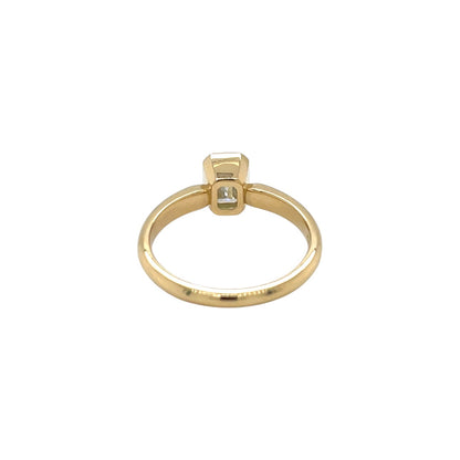 18ct Yellow Gold GIA Certified Emerald Cut Diamond Rubover Ring (L1/2)