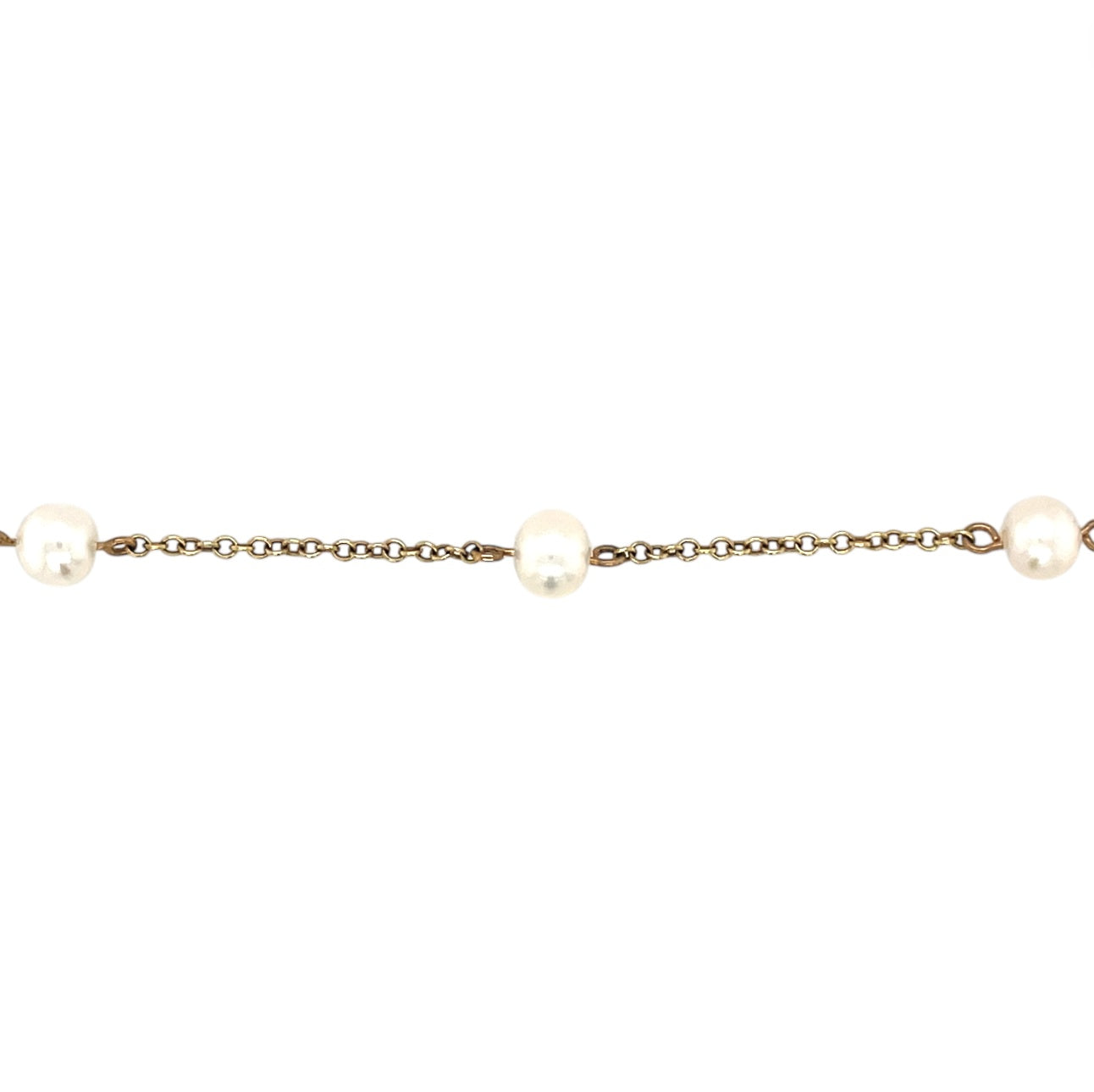 9ct Yellow Gold Freshwater Pearl Station Necklace (18")