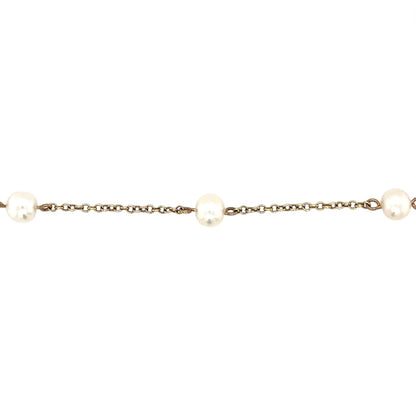9ct Yellow Gold Freshwater Pearl Station Necklace (18")