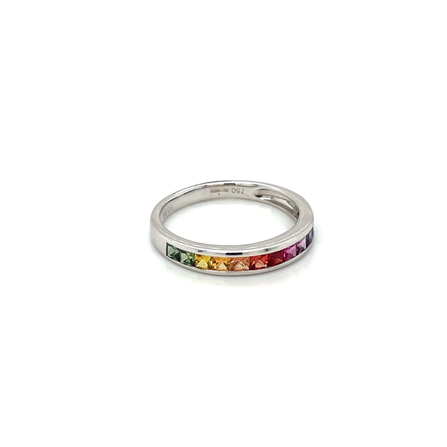 18ct White Gold Multi-Coloured Sapphire Rainbow Eternity Ring
