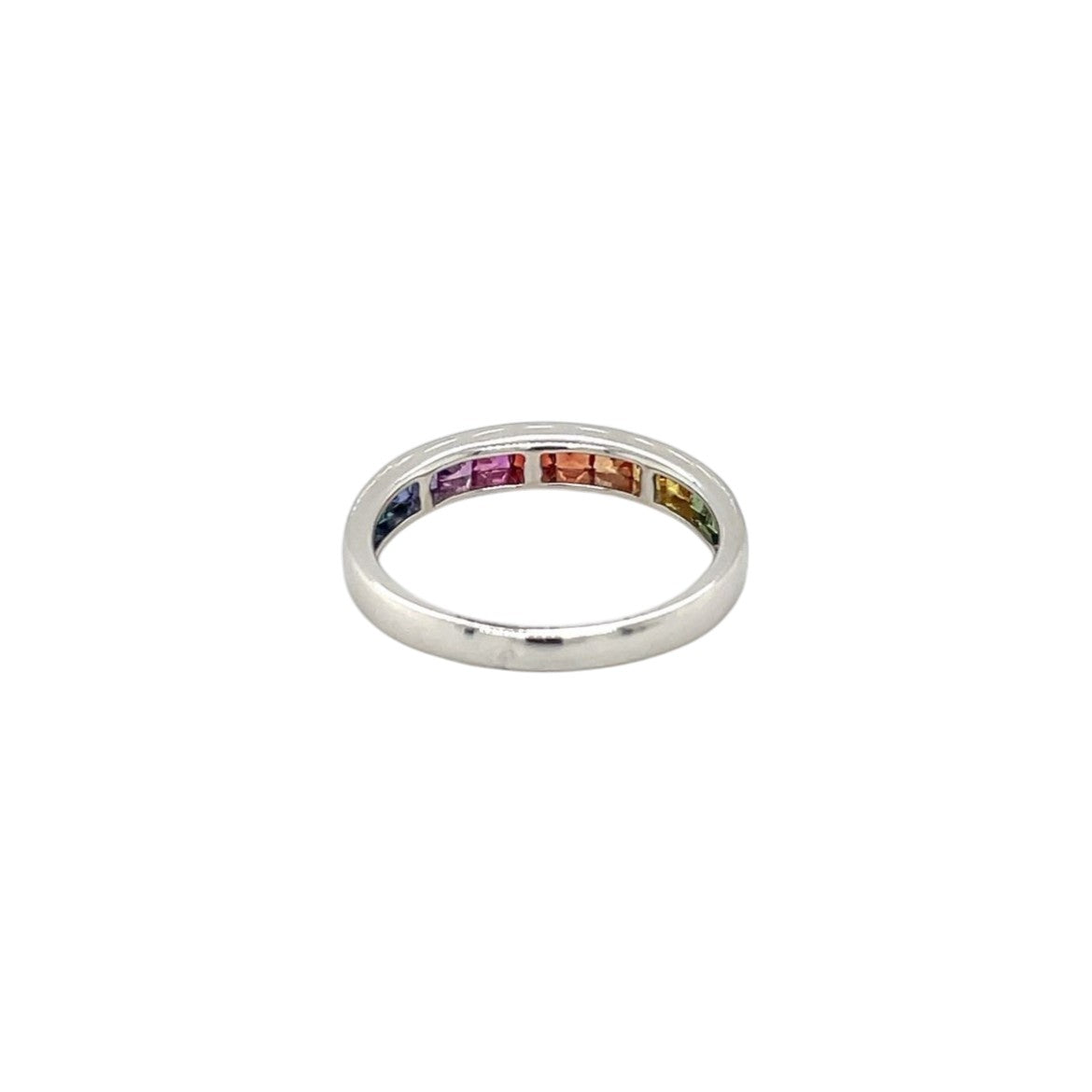 18ct White Gold Multi-Coloured Sapphire Rainbow Eternity Ring (N)