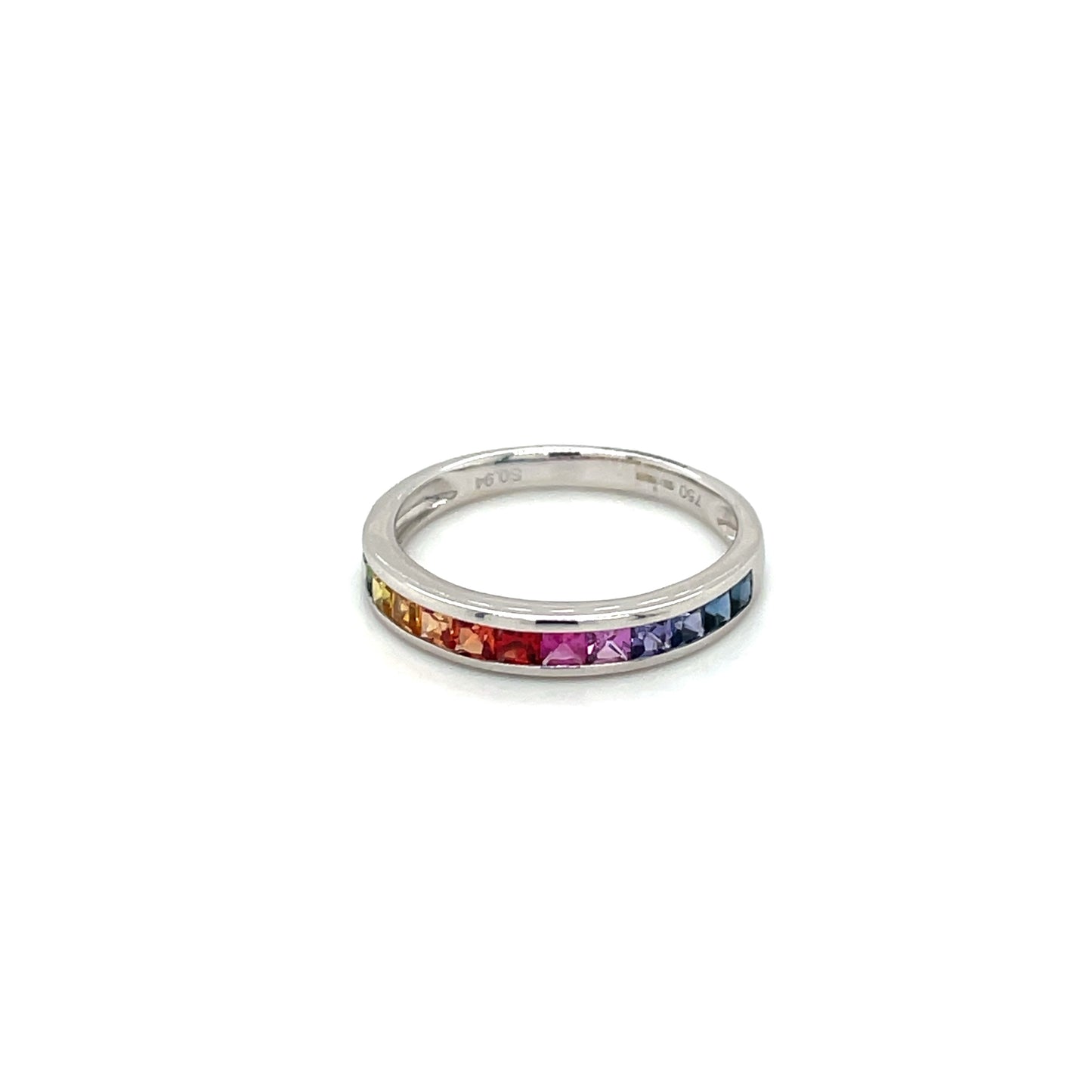 18ct White Gold Multi-Coloured Sapphire Rainbow Eternity Ring