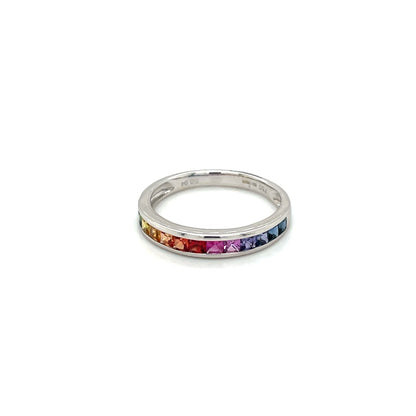 18ct White Gold Multi-Coloured Sapphire Rainbow Eternity Ring