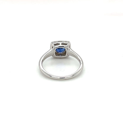 18ct White Gold Sapphire & Diamond Square Cluster Ring
