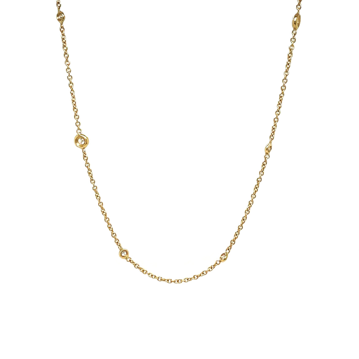 18ct Yellow Gold Diamond Station Necklace (16-18")