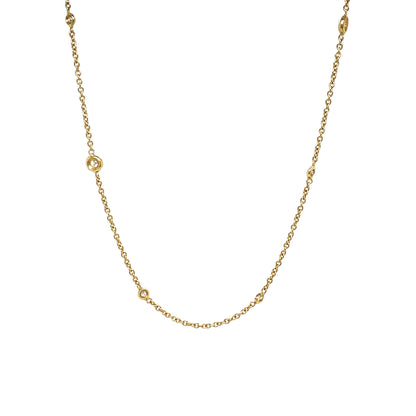 18ct Yellow Gold Diamond Station Necklace (16-18")