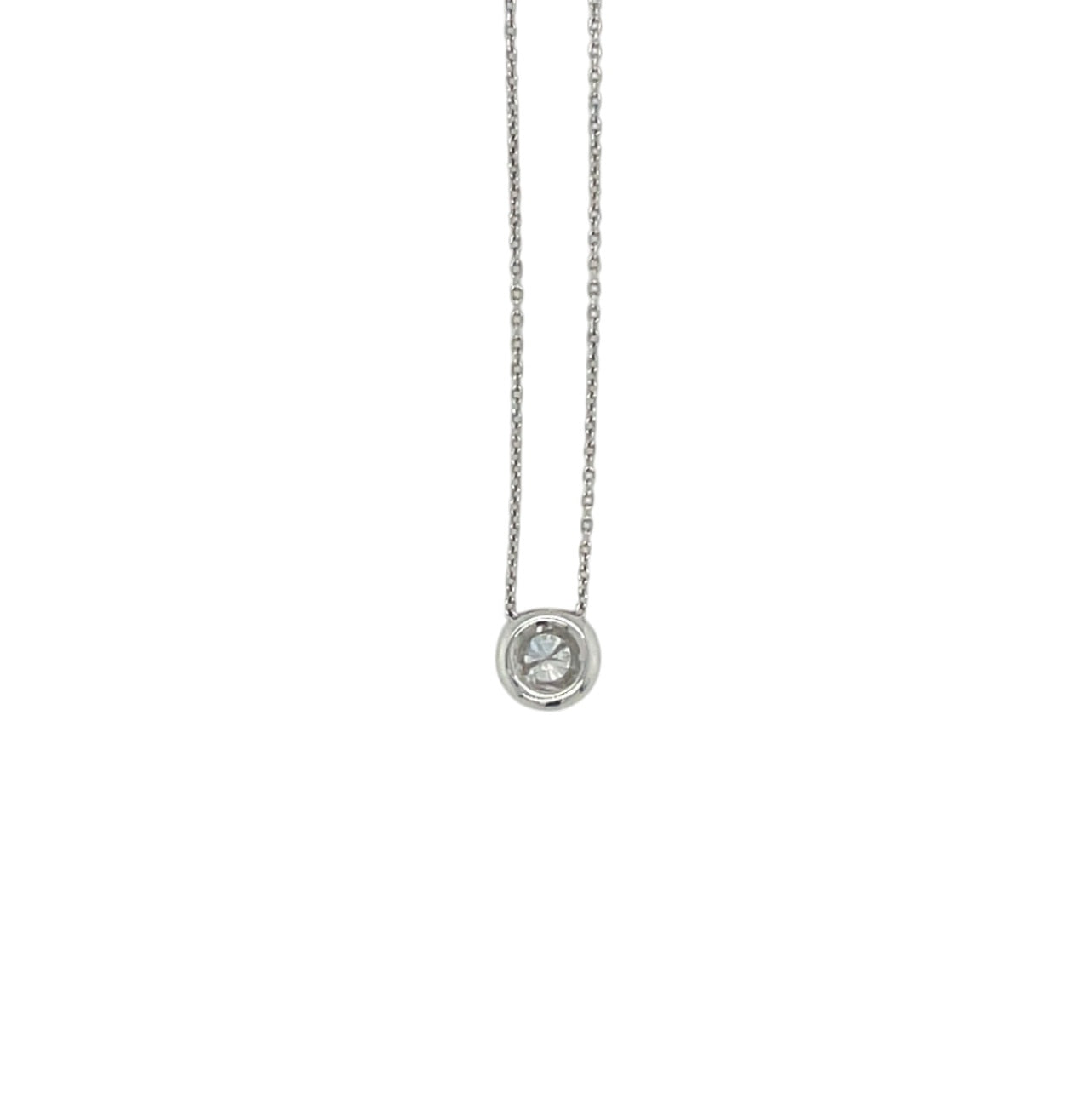 18ct White Gold Diamond Solitaire Necklace (16-18")