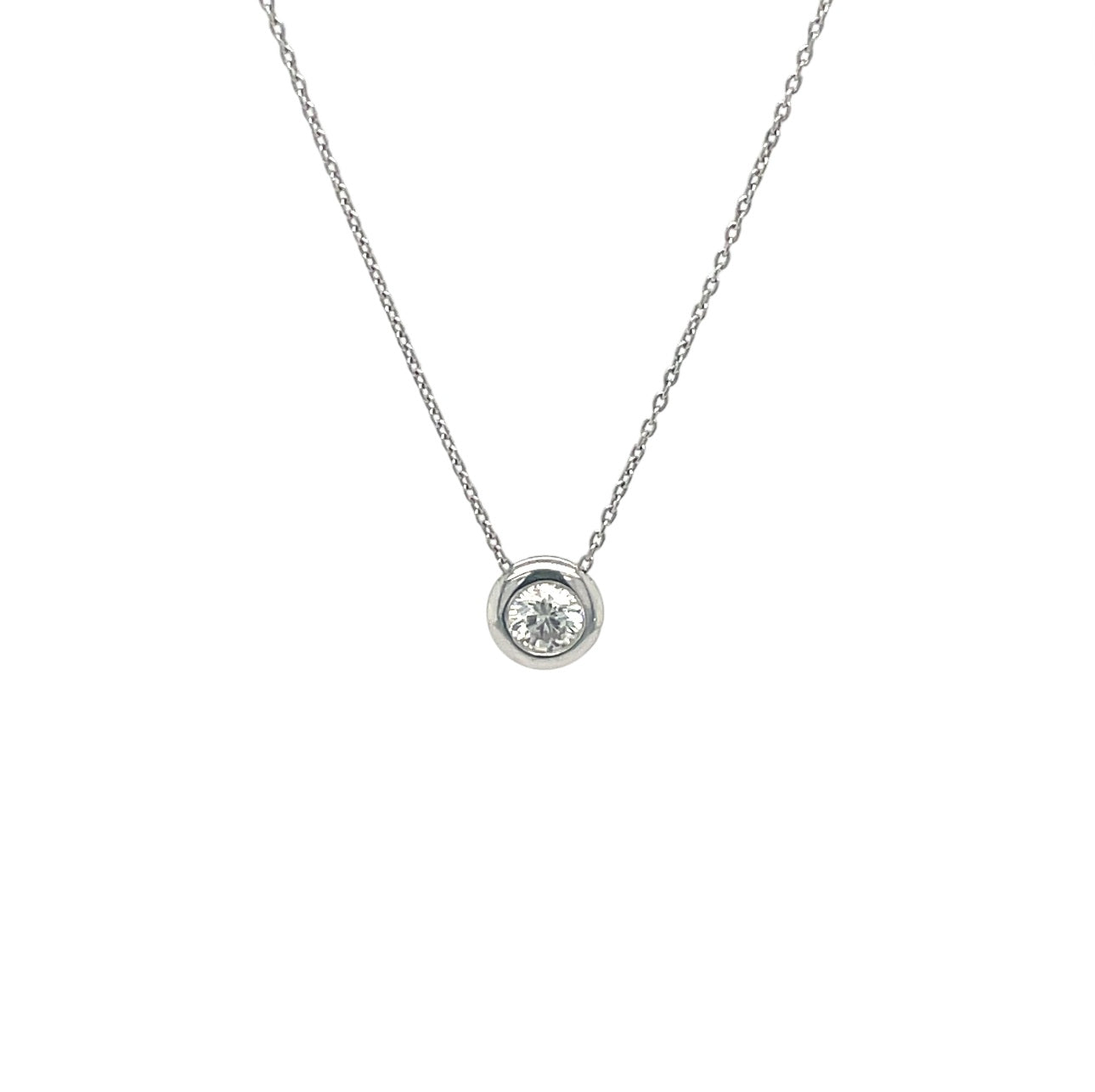 18ct White Gold Diamond Solitaire Necklace (16-18")