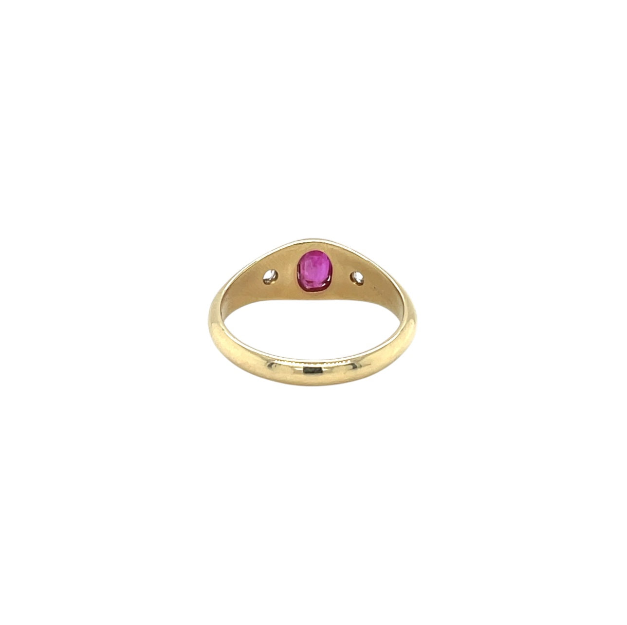 18ct Yellow Gold Ruby & Diamond Gypsy Ring (S)
