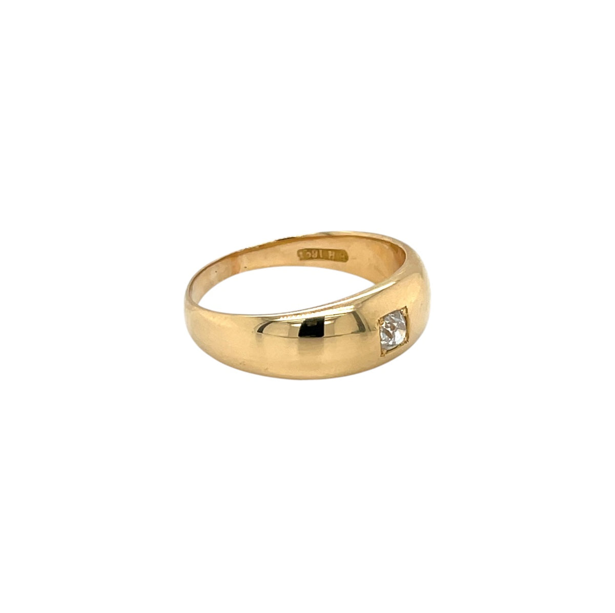 18ct Yellow Gold Old-Cut Diamond Gypsy Ring (S)