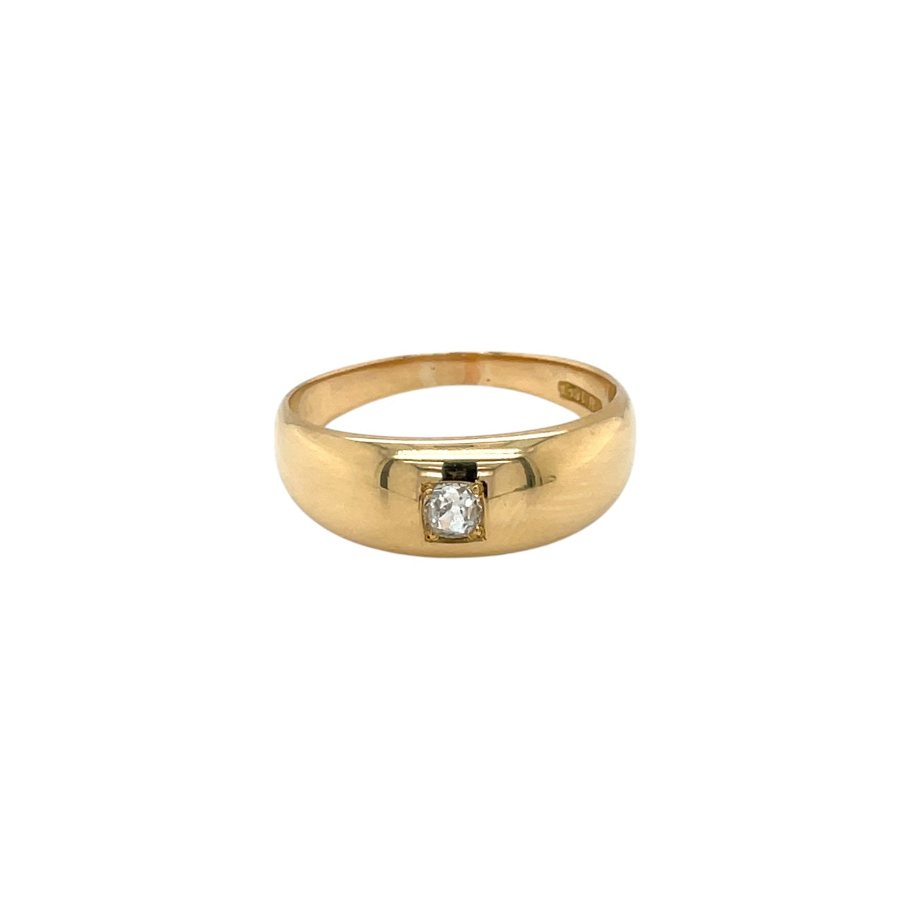 18ct Yellow Gold Old-Cut Diamond Gypsy Ring (S)