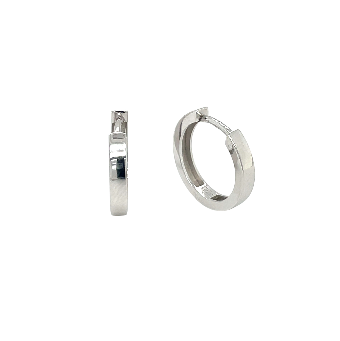 9ct White Gold Square Huggie Hoop Earrings (16mm)