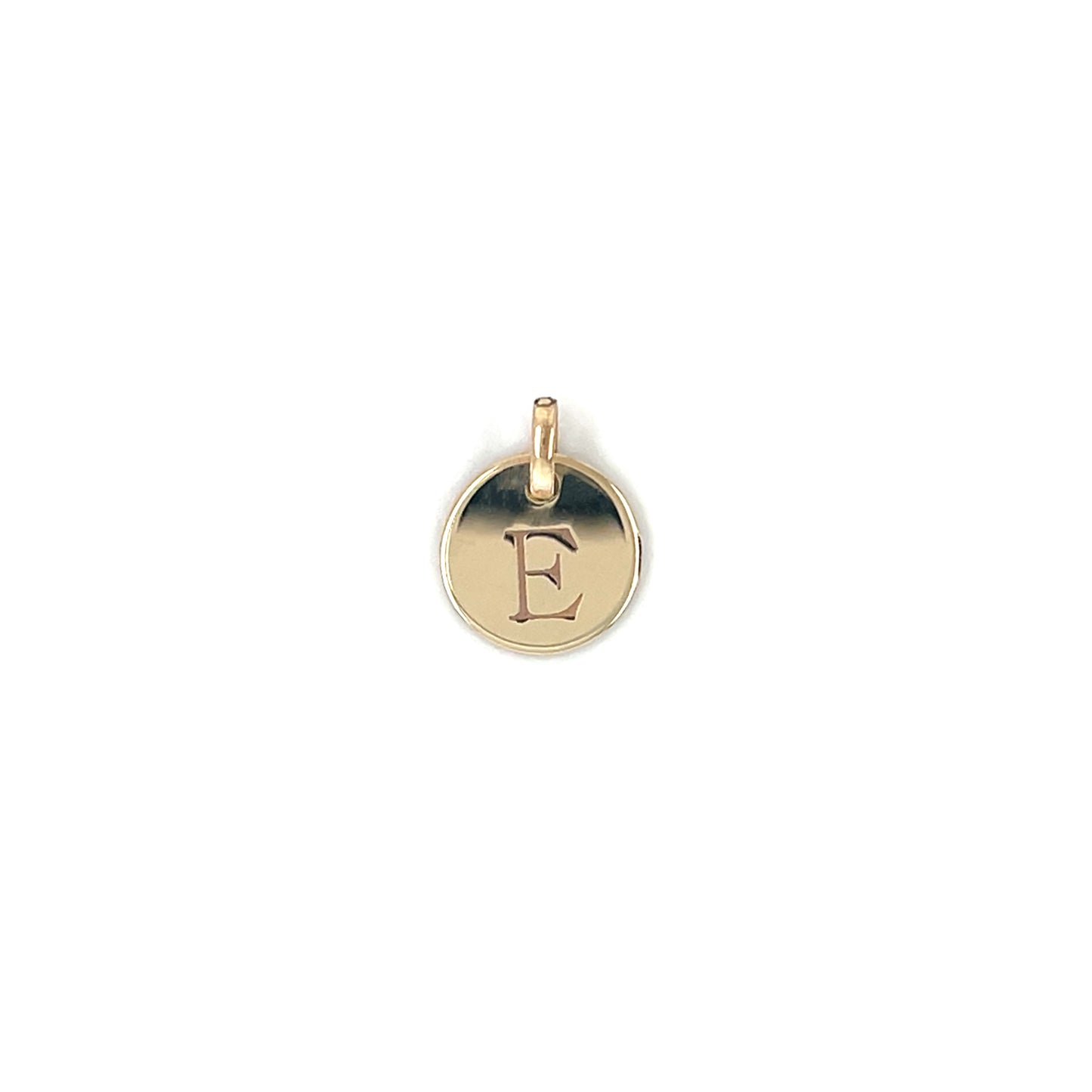 9ct Yellow Gold 'E' Initial Disc Pendant