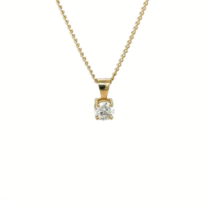 18ct Yellow Gold Solitaire Diamond Pendant