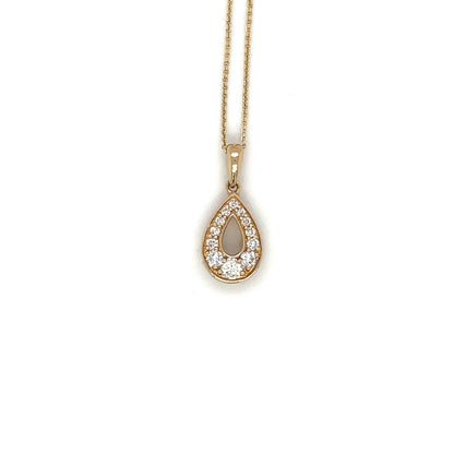 18ct Yellow Gold Diamond Pear Pendant & Chain