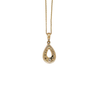 18ct Yellow Gold Diamond Pear Pendant & Chain (16-18")