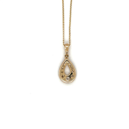 18ct Yellow Gold Diamond Pear Pendant & Chain