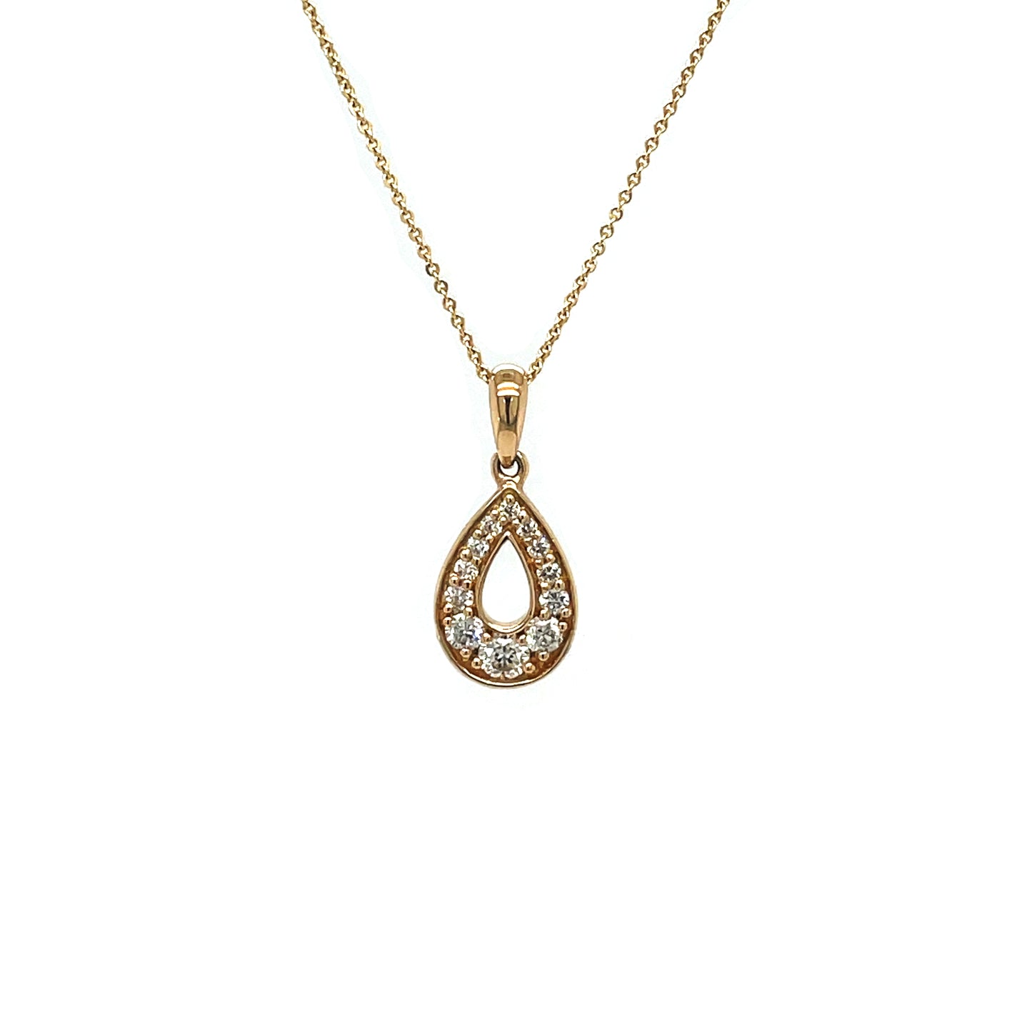 18ct Yellow Gold Diamond Pear Pendant & Chain