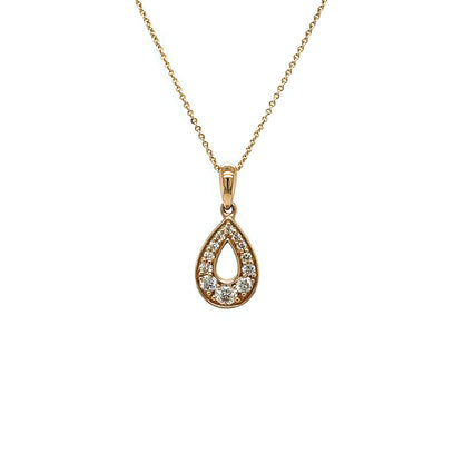 18ct Yellow Gold Diamond Pear Pendant & Chain