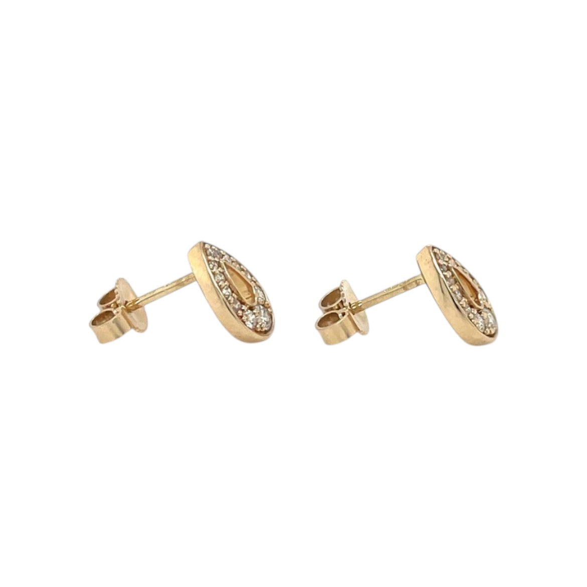 9ct Yellow Gold Diamond-Set Pear Stud Earrings