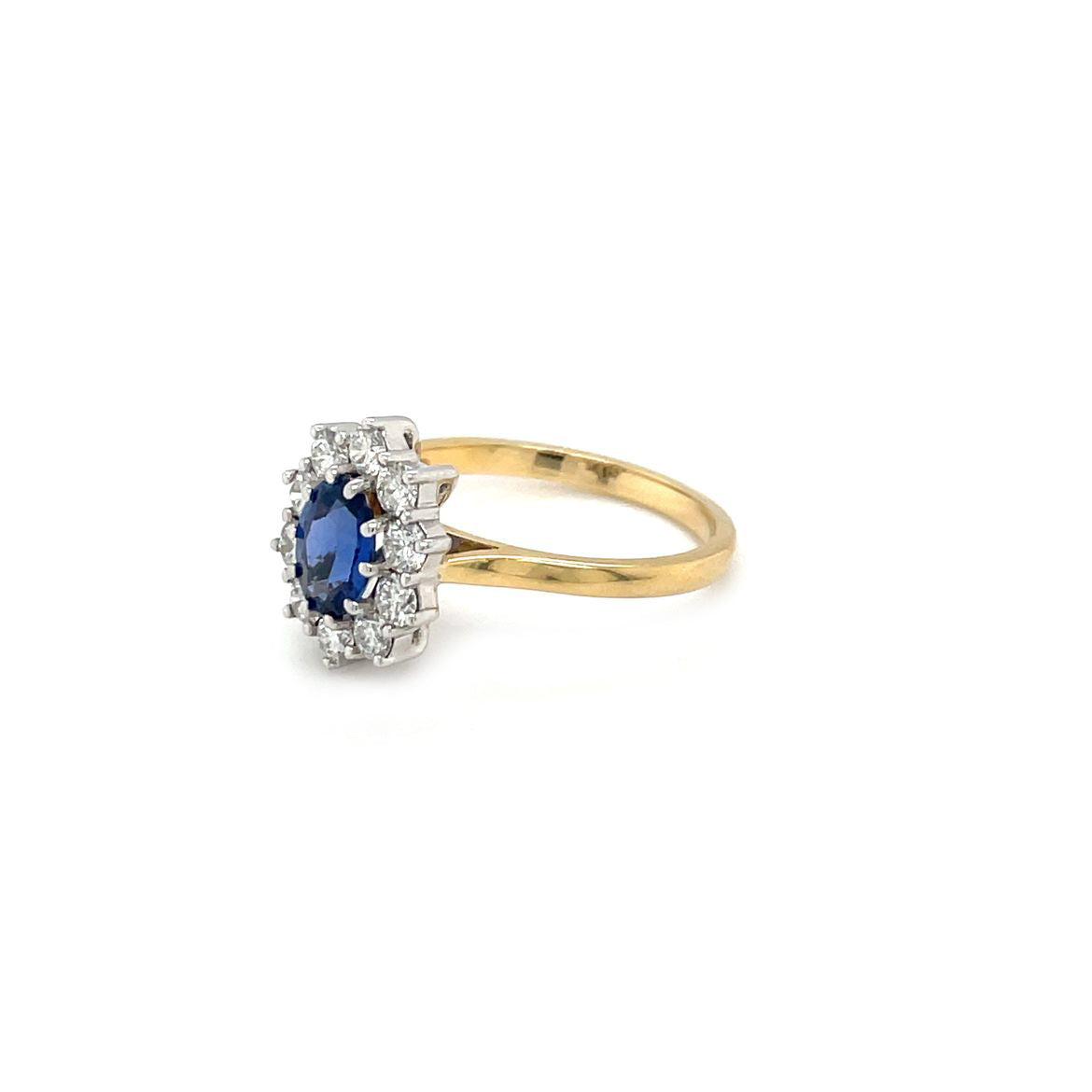 18ct Yellow & White Gold Sapphire & Diamond Cluster Ring (M1/2)