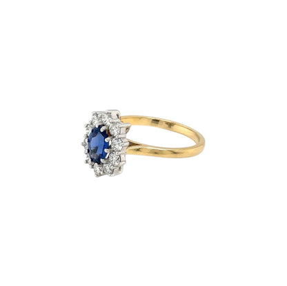 18ct Yellow & White Gold Sapphire & Diamond Cluster Ring (M1/2)