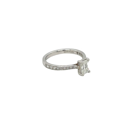 Platinum Emerald-Cut Diamond Solitaire Ring (M)