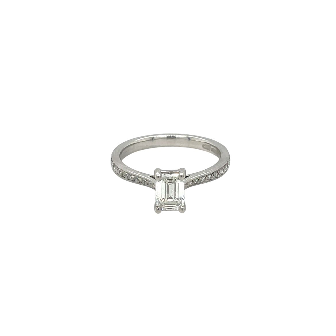 Platinum Emerald-Cut Diamond Solitaire Ring (M)