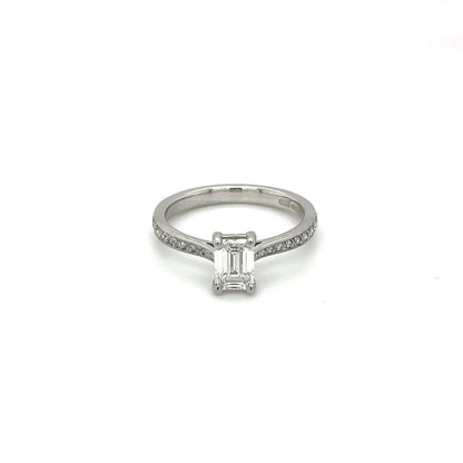 Platinum Emerald-Cut Diamond Solitaire Ring