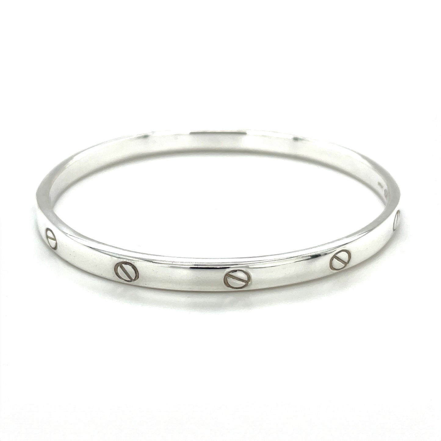 Silver Screw Oval Bangle